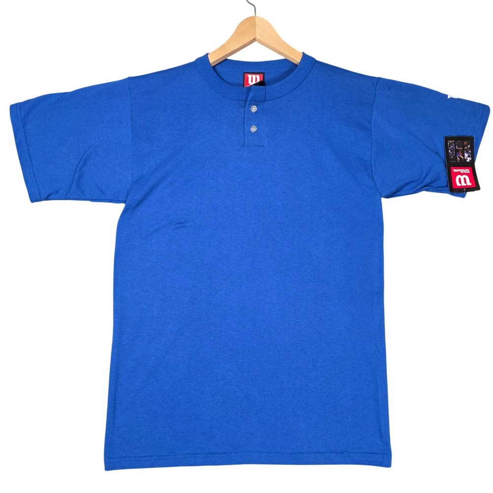 Wilson Henley T-Shirt Mens Medium Blue New Short Sleeve Cotton Blend 2-Button